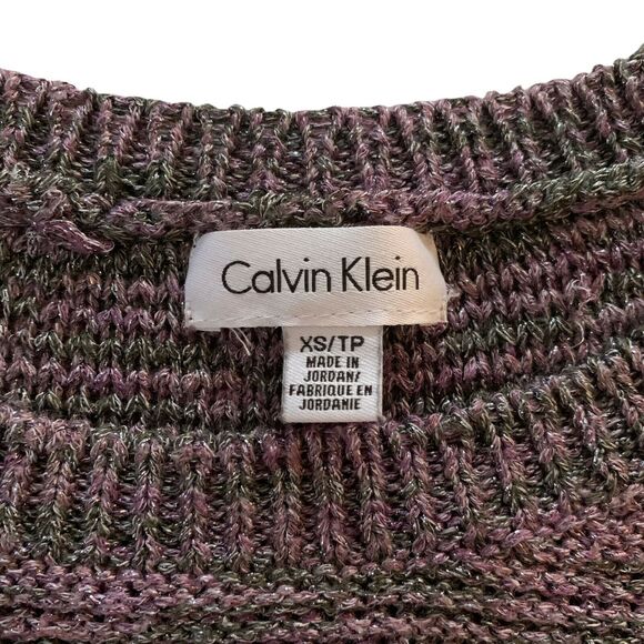 Calvin Klein Women's Sweater Chunky Knit Pullover XS Shiny Purple Crew Neck - Picture 5 of 7